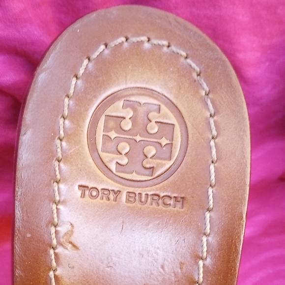 Tory Burch Moore Leather Sandals Brown Heel thong 9 - Picture 2 of 7